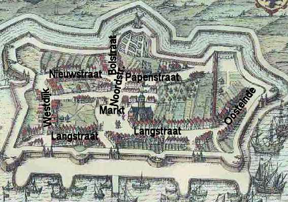 Plattegrond van Arnemuiden met namen van straten